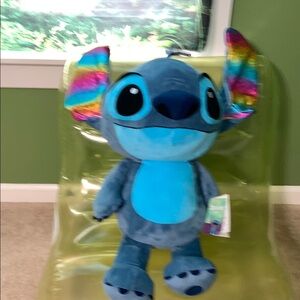 NWT Disney Stitch  HUGE Blue Plush with Colorful Ears  25”l